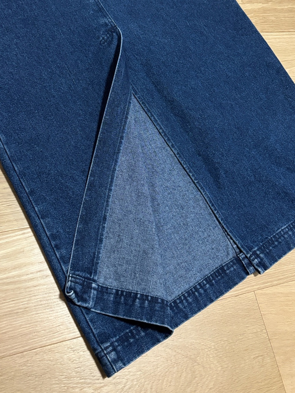 Vintage Simon Chang (12) Dark Wash Denim Maxi Skirt Back Slit 100% Cotton - Picture 11 of 15